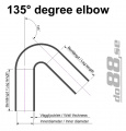 Silikonslang Blå 135 grader 1,25 - 1,75´´ (32-45mm)