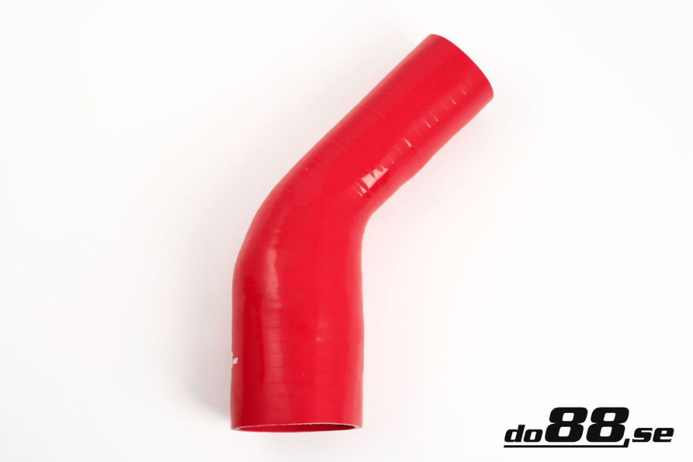 Silicone Hose Red 45 degree 2,375 - 3,125\'\' (60 - 80mm) in the group Silicone hose / hoses / Silicone hose Red / Reducing elbow / 45 degree at do88 AB (RBR45G60-80)
