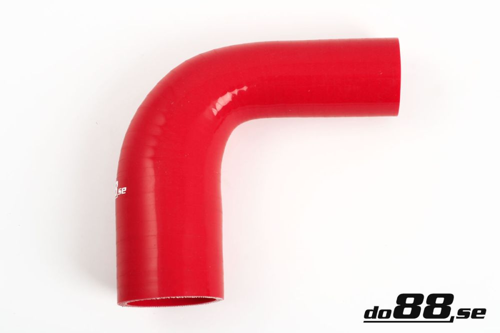 Silicone Hose Red 90 degree 1,5 - 1,75\'\' (38 - 45mm) in the group Silicone hose / hoses / Silicone hose Red / Reducing elbow / 90 degree at do88 AB (RBR90G38-45)