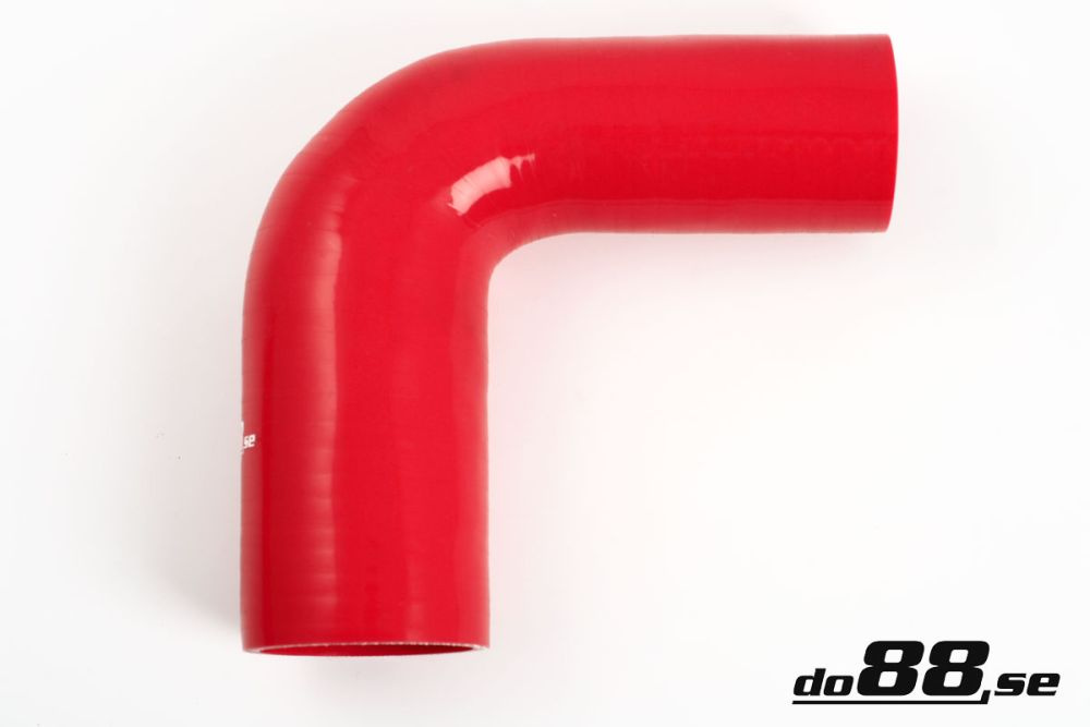 Silicone Hose Red 90 degree 2 - 2,375\'\' (51 - 60mm) in the group Silicone hose / hoses / Silicone hose Red / Reducing elbow / 90 degree at do88 AB (RBR90G51-60)