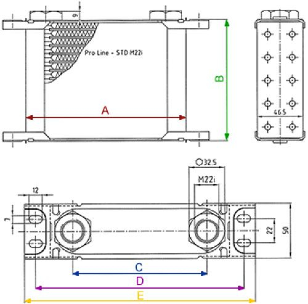Setrab Pro Line oljekylare 15 rad 358mm Setrab Pro Line oljekylare 15 rad 358mm