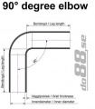 Silikonslang Blå 90 grader långt ben 2,375´´ (60mm) Silikonslang Blå 90 grader långt ben 2,375´´ (60mm)