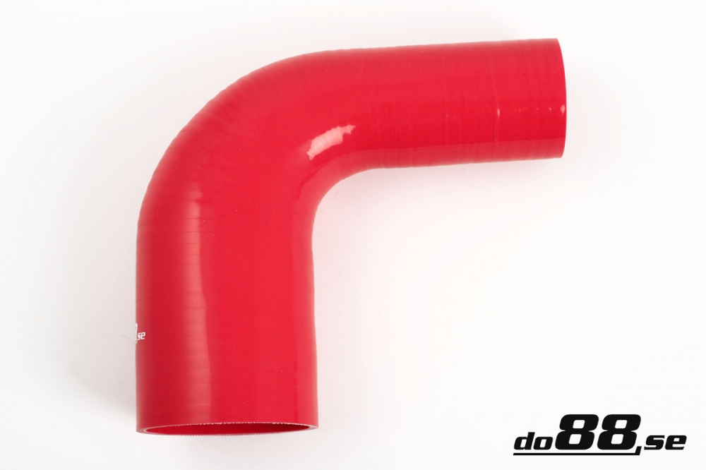 Silicone Hose Red 90 degree 2,25 - 2,75\'\' in the group Silicone hose / hoses / Silicone hose Red / Reducing elbow / 90 degree at do88 AB (RBR90G57-70)