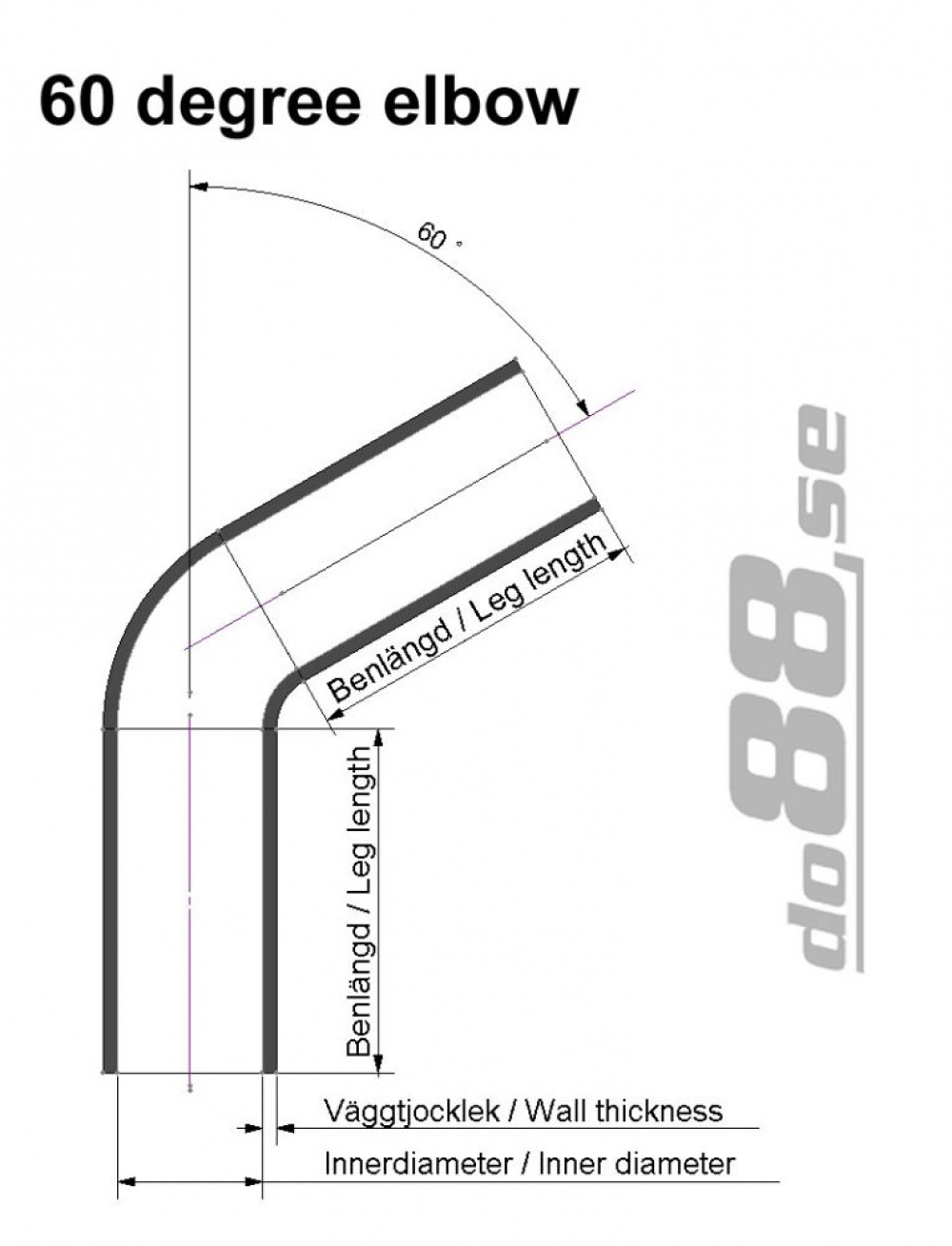 Silikonslang Svart 60 grader 1,25´´ (32mm) Silikonslang Svart 60 grader 1,25´´ (32mm)