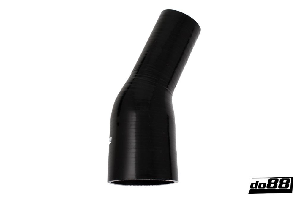 Silicone Hose Black 25 degree 2,5 - 3,5\'\' (63-89mm) in the group Silicone hose / hoses / Silicone hose Black / Reducing elbow / 25 degree at do88 AB (SBR25G63-89)
