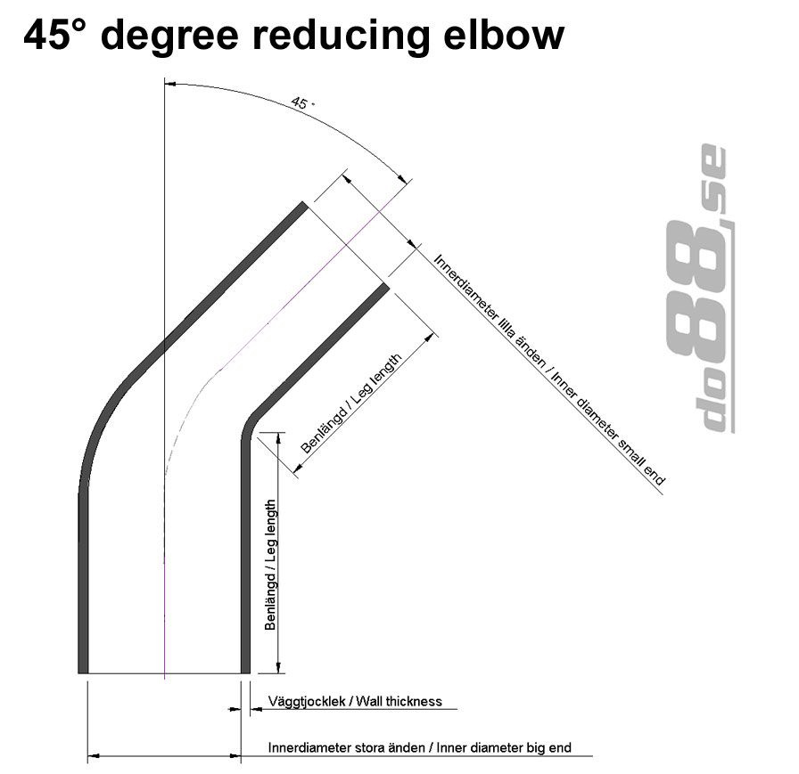 Silikonslang Svart 45 grader 2,5 - 3´´ (63 - 76mm)