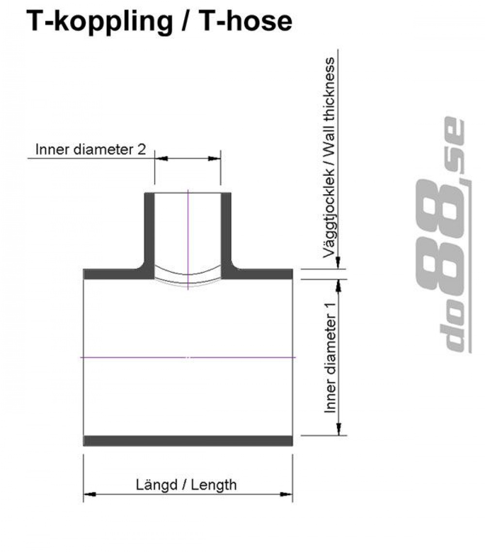 Silikonslang Svart T 3´´ + 1,25´´ (76+32mm) Silikonslang Svart T 3´´ + 1,25´´ (76+32mm)
