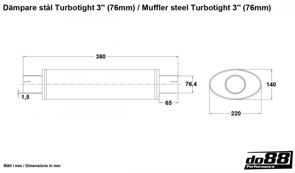Dämpare stål Turbotight 3´´ (76mm)