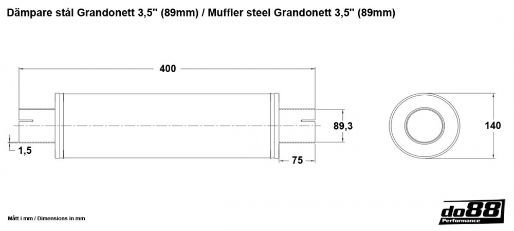 Dämpare stål Grandonett 3,5´´ (89mm)